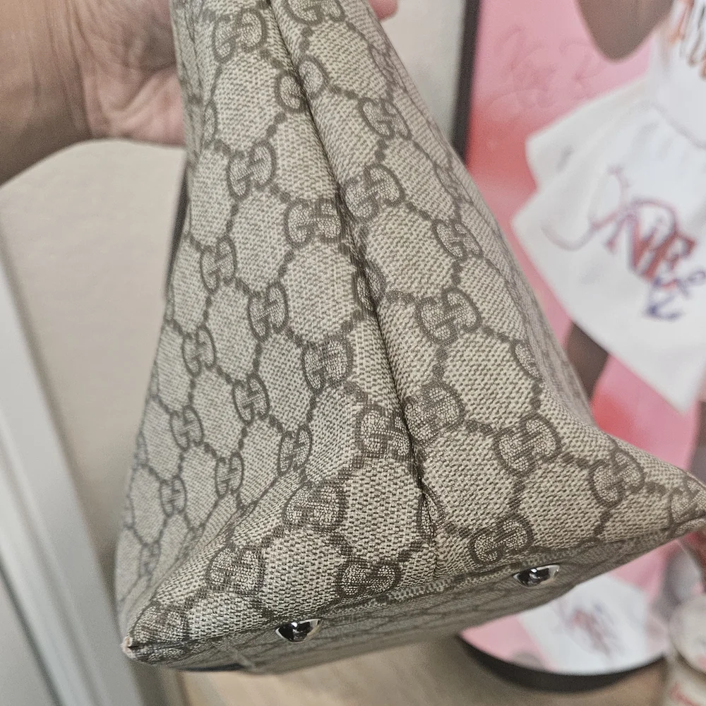 Gucci Beige/Brown Canvas Tote 15x9in - Picture 6 of 16